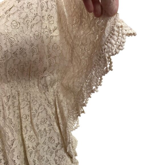 Flying Tomato Ivory Beige Lace Boho Top Size M - Picture 6 of 10